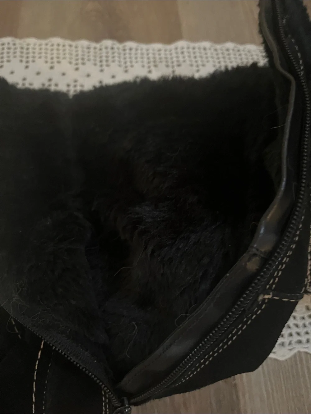 Bare Traps Black Suede Tall Winter Boots with Faux Fur Trim size 7 NWOB